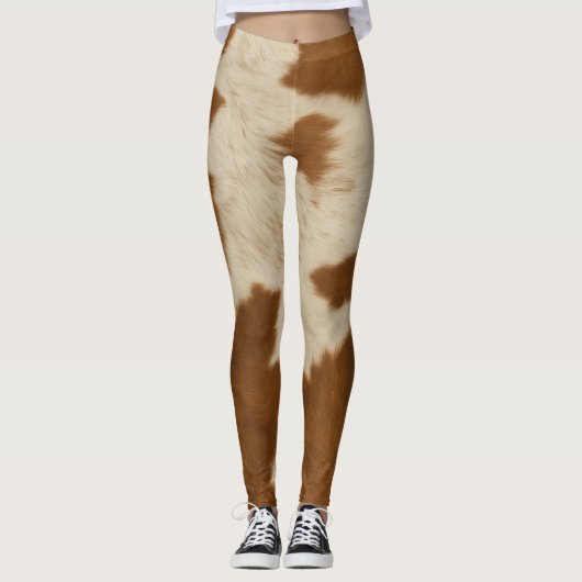 Elegant Koe Faux Leather Trendy Collectie Leggings (Voorkant)