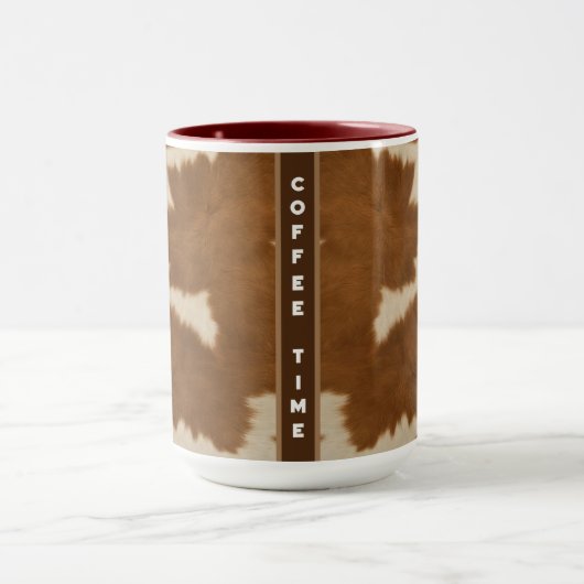 Elegant Koe Faux Leather Trendy Collectie Mok (Midden)