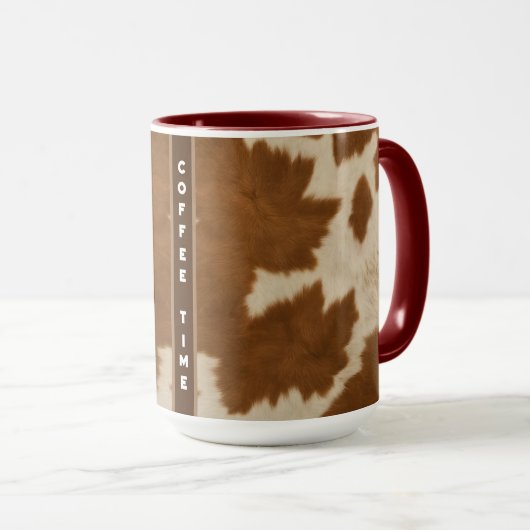 Elegant Koe Faux Leather Trendy Collectie Mok (Voorkant rechts)