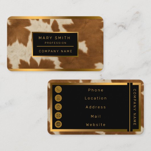 Elegant Koe Faux Leather Trendy Collectie Visitekaartje (Voorkant / Achterkant)