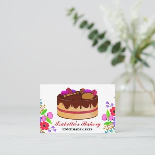 Elegant koekjes en bloemen bakkerij maken Floral Visitekaartje (Staand voorkant)