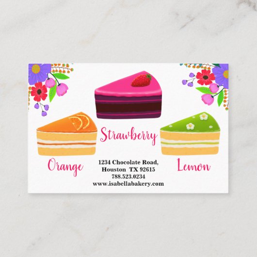 Elegant koekjes en bloemen bakkerij maken Floral Visitekaartje (Achterkant)