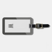 Elegant Koel Grijs Geometrisch Monogram Bagagelabel (Voorkant horizontaal)