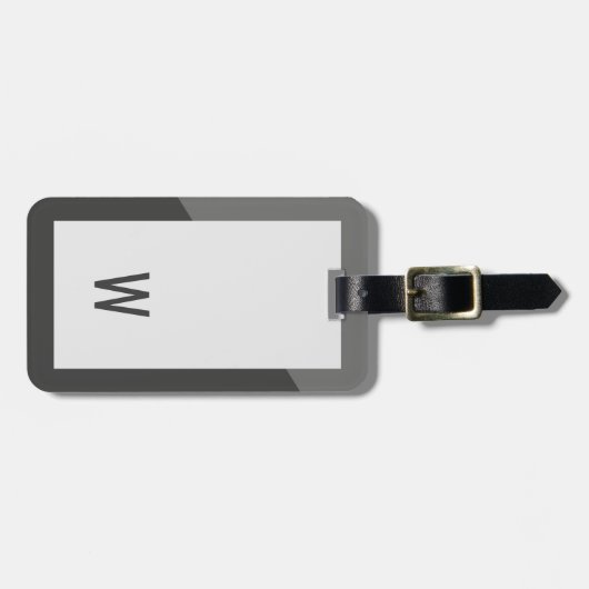 Elegant Koel Grijs Geometrisch Monogram Bagagelabel (Voorkant horizontaal)