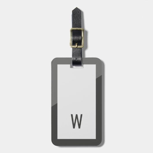 Elegant Koel Grijs Geometrisch Monogram Bagagelabel (Voorkant verticaal)