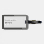 Elegant Koel Grijs Geometrisch Monogram Bagagelabel (Achterkant horizontaal)