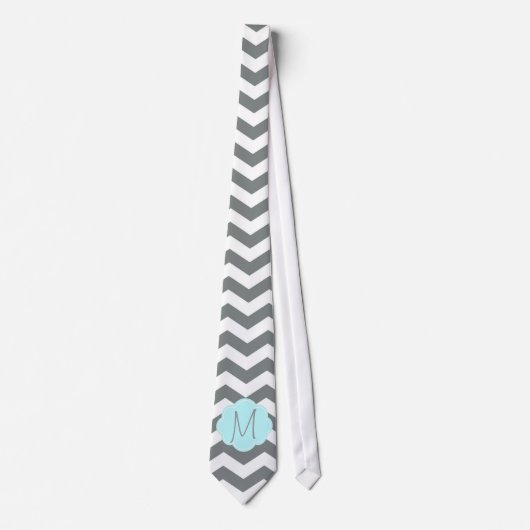 Elegant, koel, klassiek grijs chevron monogram stropdas (Voorkant)