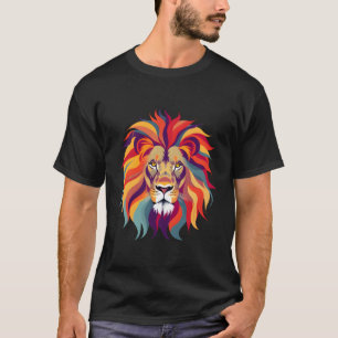 Elegant Koel Leeuwenkopontwerp Met Helder Kleurrij T-shirt