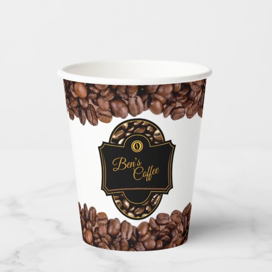 Elegant koffie Aangepaste bedrijfsnaam winkelen Papieren Bekers (Voorkant)