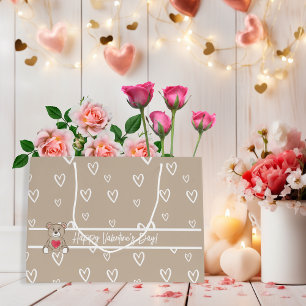Elegant koffie hartpatroon met romantische details groot cadeauzakje
