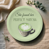 Elegant Koffiethema Perfect Matcha Vrijgezellenfee Papieren Bordje