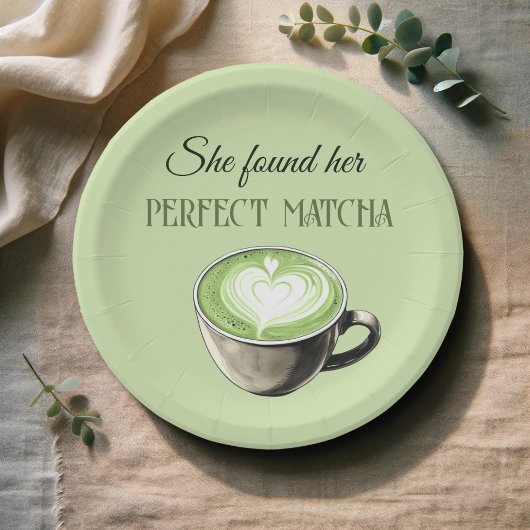 Elegant Koffiethema Perfect Matcha Vrijgezellenfee Papieren Bordje