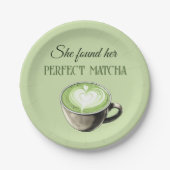 Elegant Koffiethema Perfect Matcha Vrijgezellenfee Papieren Bordje (Voorkant)