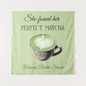Elegant Koffiethema Perfect Matcha Vrijgezellenfee Wandkleed (Voorkant)