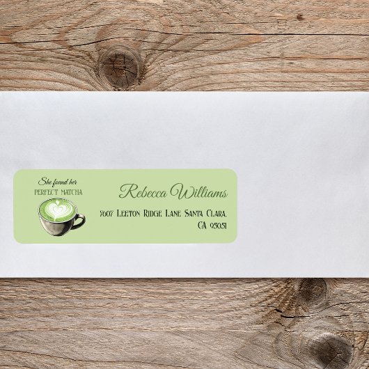 Elegant koffiethema Perfecte matcha bruidsdouche Etiket