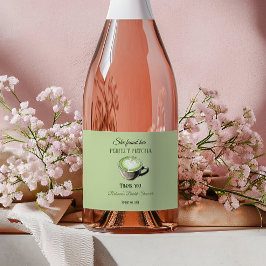 Elegant koffiethema Perfecte Matcha Bruidsmeisjesf Sparkling Wijnetiket