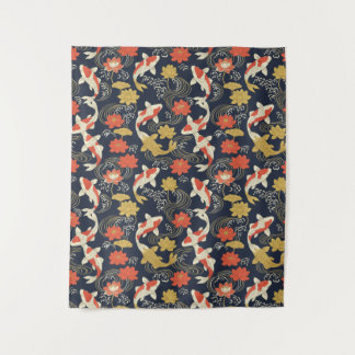 Elegant Koi Fish and Lotus Pattern Wandkleed