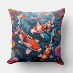 Elegant Koi Fish Blauw/Oranje accentkussen Kussen