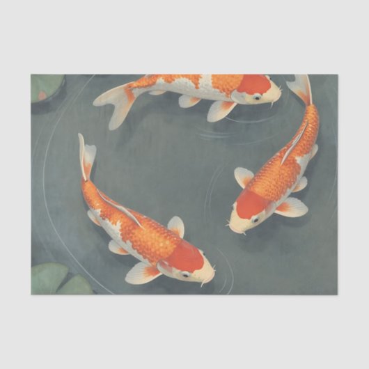 Elegant Koi Visvijver Sereniteit Design Tissuepapier (Voorkant)