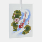 Elegant koikarper in lotusvijver glas ornament (Voorkant Rechts)