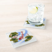 Elegant koikarper in lotusvijver glazen onderzetter (Schuin)