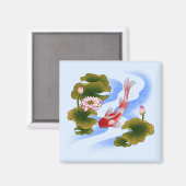 Elegant koikarper in lotusvijver magneet (Voorkant / Achterkant)