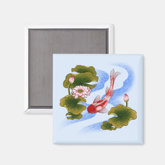 Elegant koikarper in lotusvijver magneet (Voorkant / Achterkant)