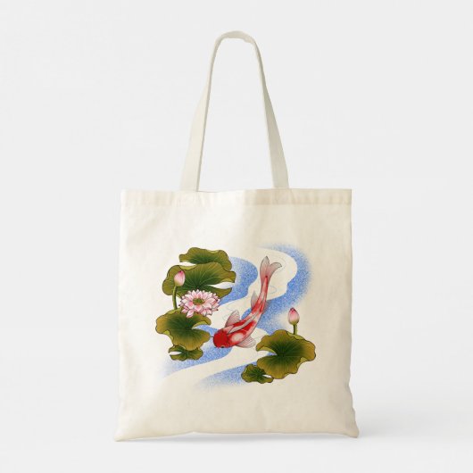 Elegant koikarper in lotusvijver tote bag (Achterkant)