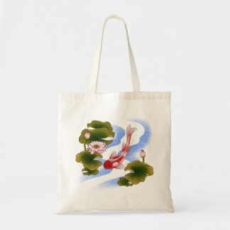 Elegant koikarper in lotusvijver tote bag
