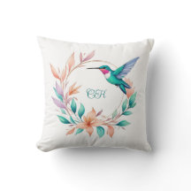 Elegant kolibrie bloemenkrans monogram