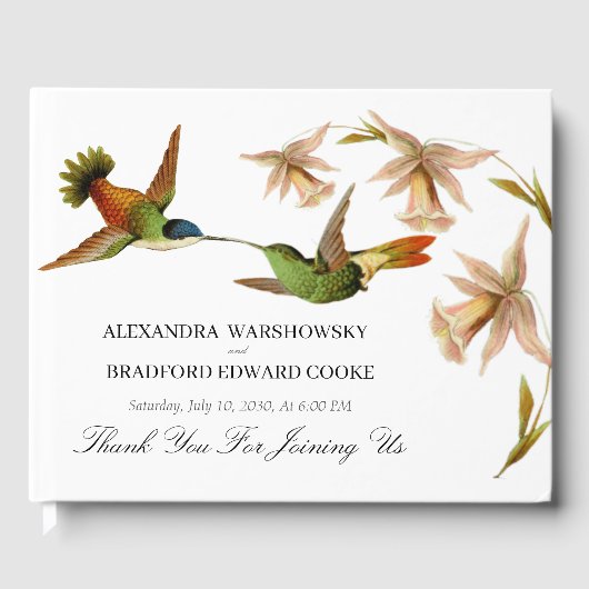 Elegant  kolibrie Waterverf bruiloft Gastenboek (Voorkant)