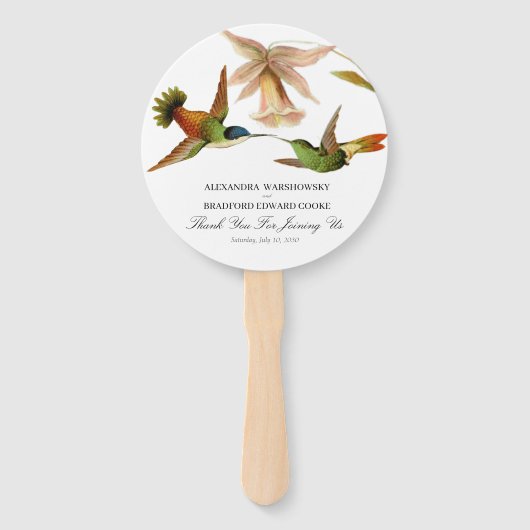 Elegant  kolibrie Waterverf bruiloft Handwaaier (Voorkant)