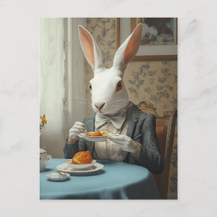 Elegant konijn bij Tea Time Briefkaart