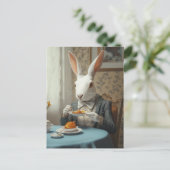 Elegant konijn bij Tea Time Briefkaart (Staand voorkant)
