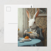 Elegant konijn bij Tea Time Briefkaart (Voorkant / Achterkant)