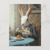 Elegant konijn bij Tea Time Briefkaart (Voorkant)
