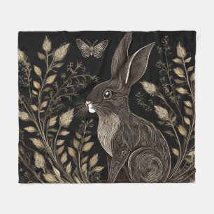 Elegant konijn in zwart en beige fleece deken
