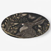 Elegant konijn in zwart en beige papieren bordje (Gekanteld)