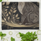 Elegant konijn in zwart en beige theedoek (Gevouwen)