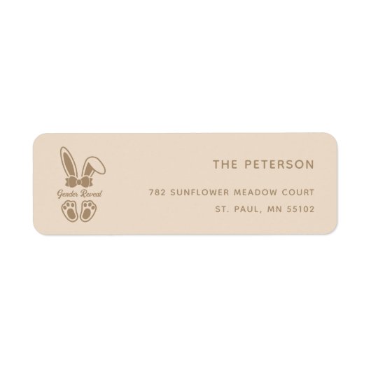 Elegant Konijn Licht Beige Geslachtsonthulling Etiket (Voorkant)