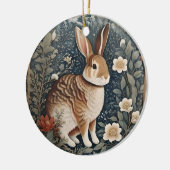 Elegant konijn omlijst door bloemen en bladeren keramisch ornament (Links)