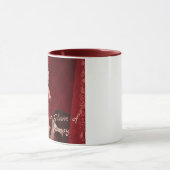 Elegant konijntje meisje op rood fluwelen gordijn mok (Midden)