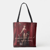 Elegant konijntje meisje op rood fluwelen gordijn tote bag (Achterkant)