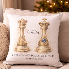 Elegant Koning Koningin Koppel Cadeau Gouden Schak Kussen