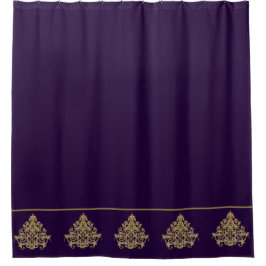 Elegant Konings Paars met Goud Damast Douchegordijn