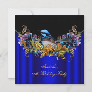 Elegant Koningsblauw Blauw Vogeltje Gouden Verjaar Kaart