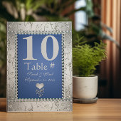 Elegant Koningsblauw en Zilver Tafel Nr. Kaart