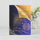 Elegant Koningsblauw & Goud Indisch Bruiloft Kaart (Staand voorkant)