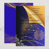 Elegant Koningsblauw & Goud Indisch Bruiloft Kaart (Voorkant / Achterkant)