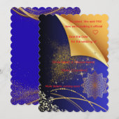 Elegant Koningsblauw & Goud Indisch Bruiloft Kaart (Voorkant / Achterkant)